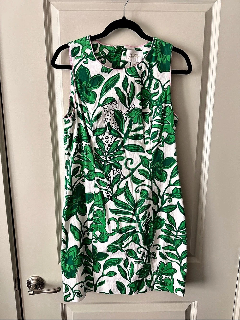 Lilly Pulitzer Stephanie Shift Dress Floral Green & White Size 10